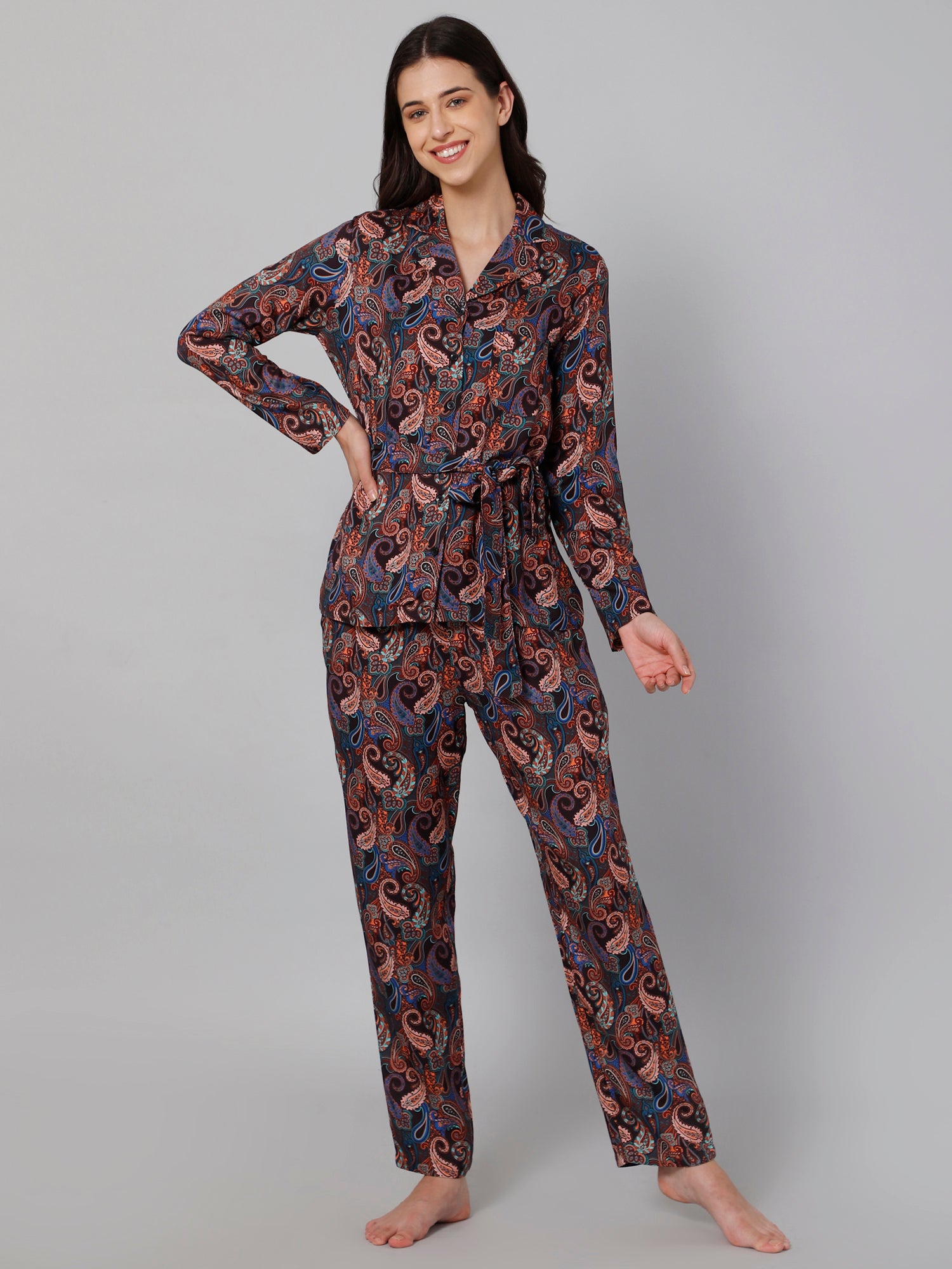 Drape In Vogue Women'S Black Keri Print Night Suit