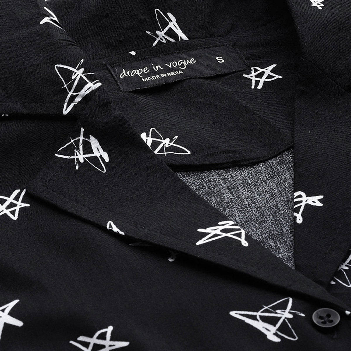 Women Black With Star Print Night Suit