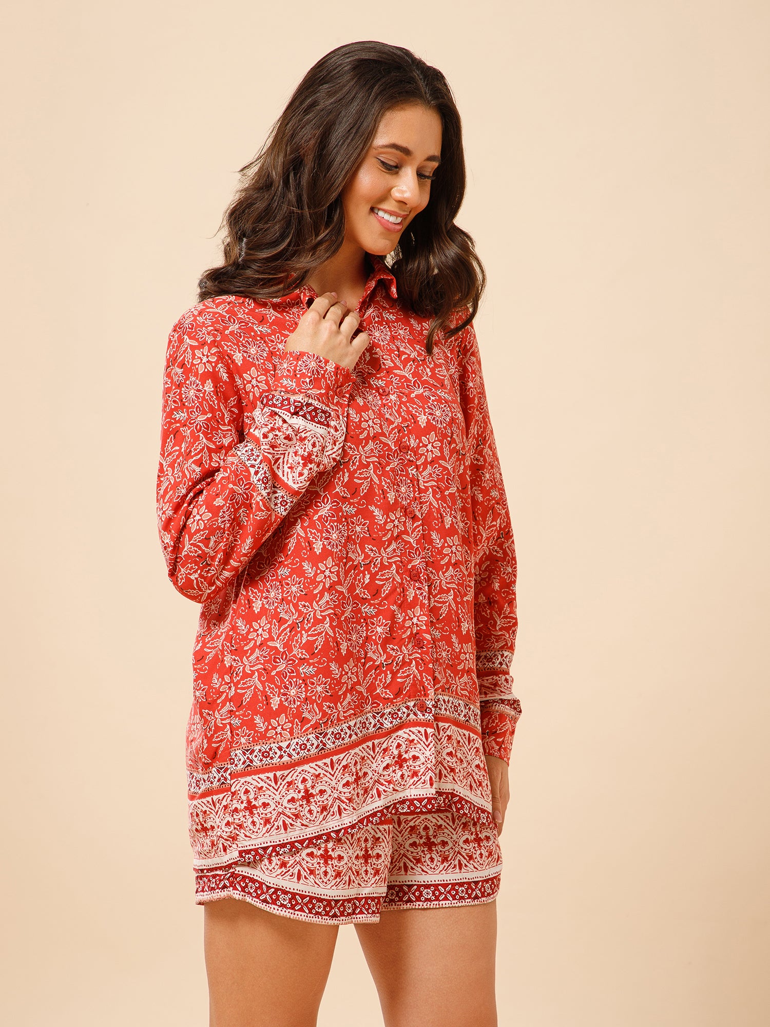 Drape in vogue Boho relaxed Fit Shirt abd Shorts Lounge Set