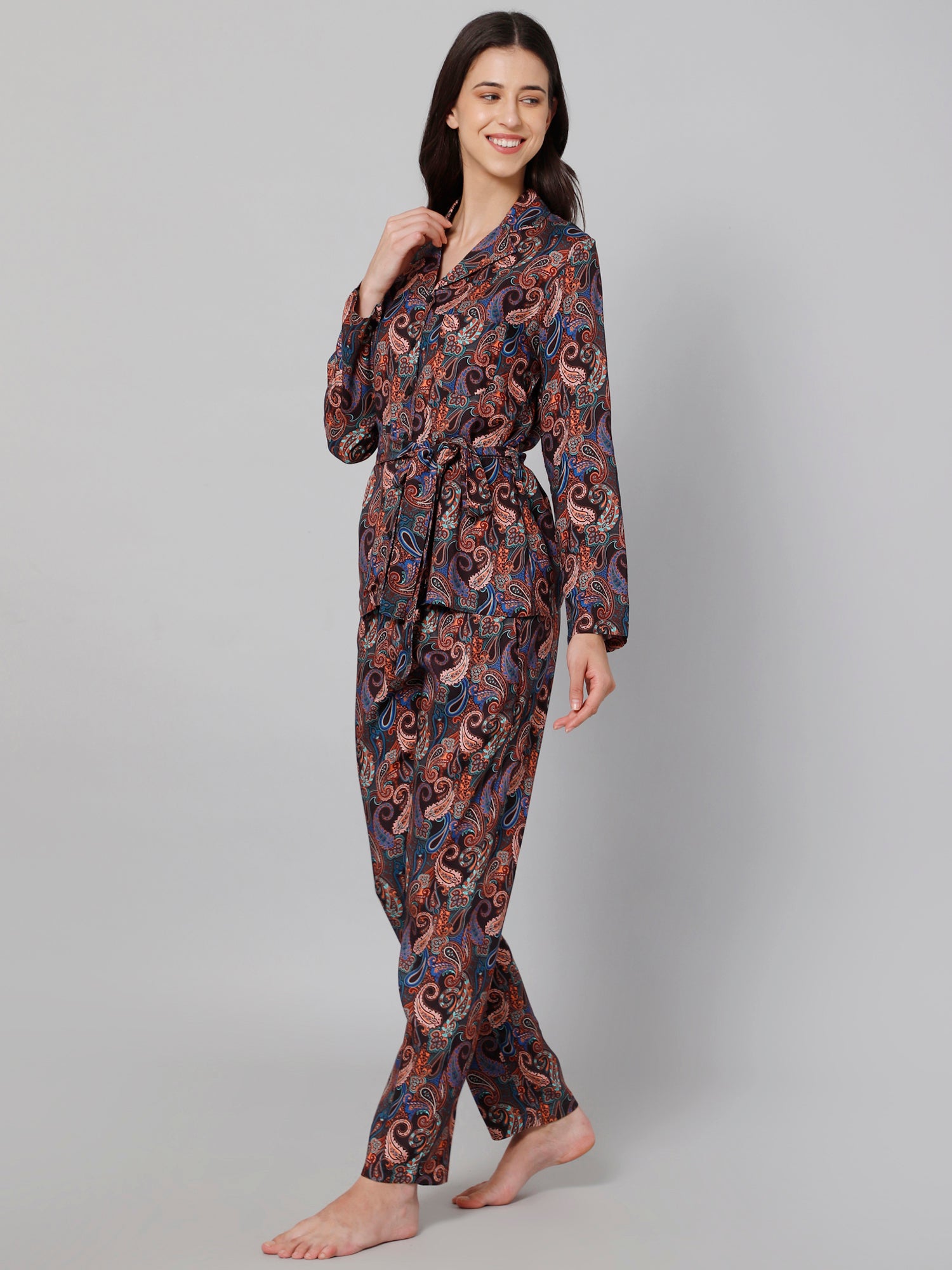 Drape In Vogue Women'S Black Keri Print Night Suit