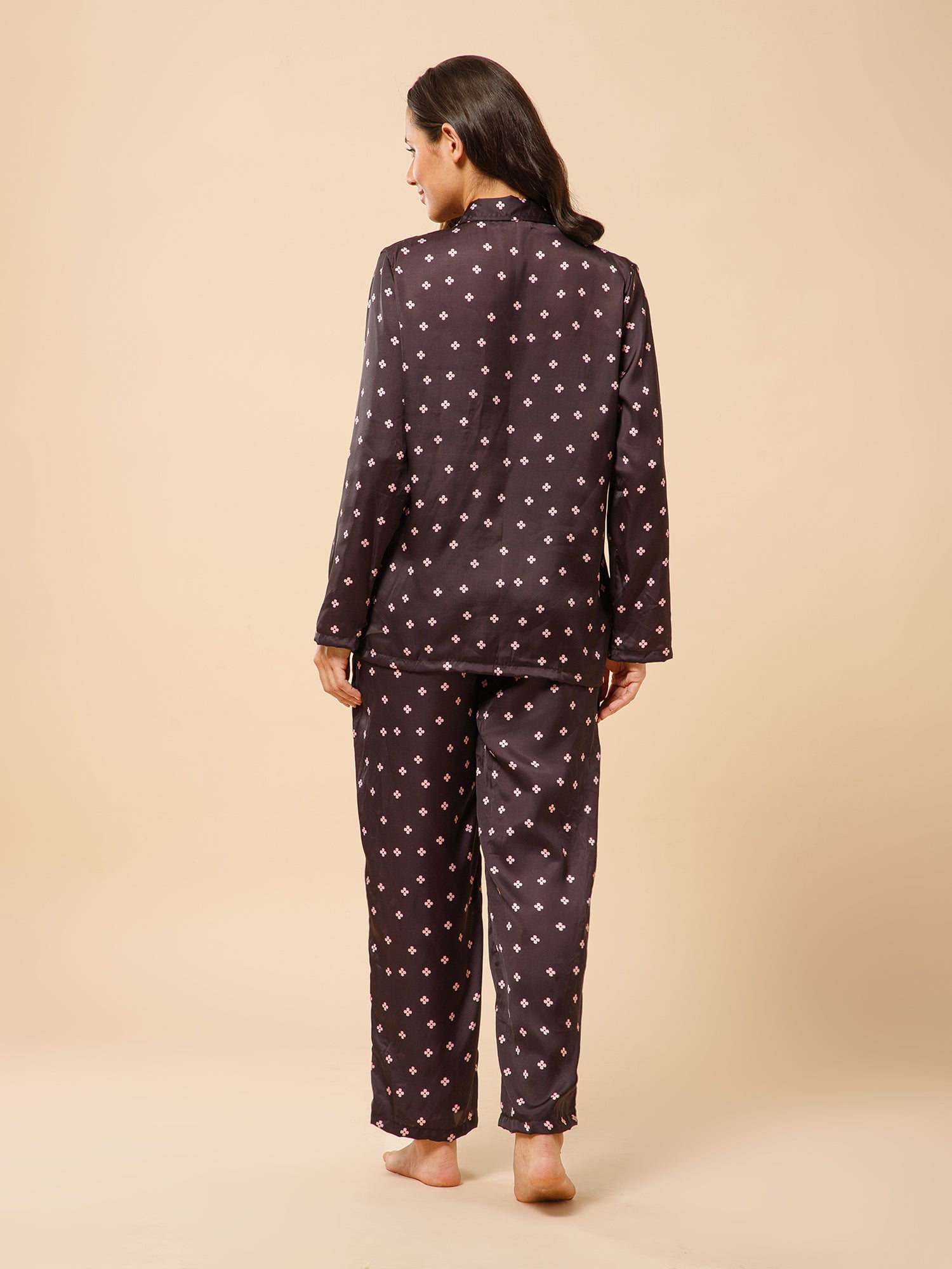 Drape in vogue Midnight Elegance Double Breasted Satin Lounge set