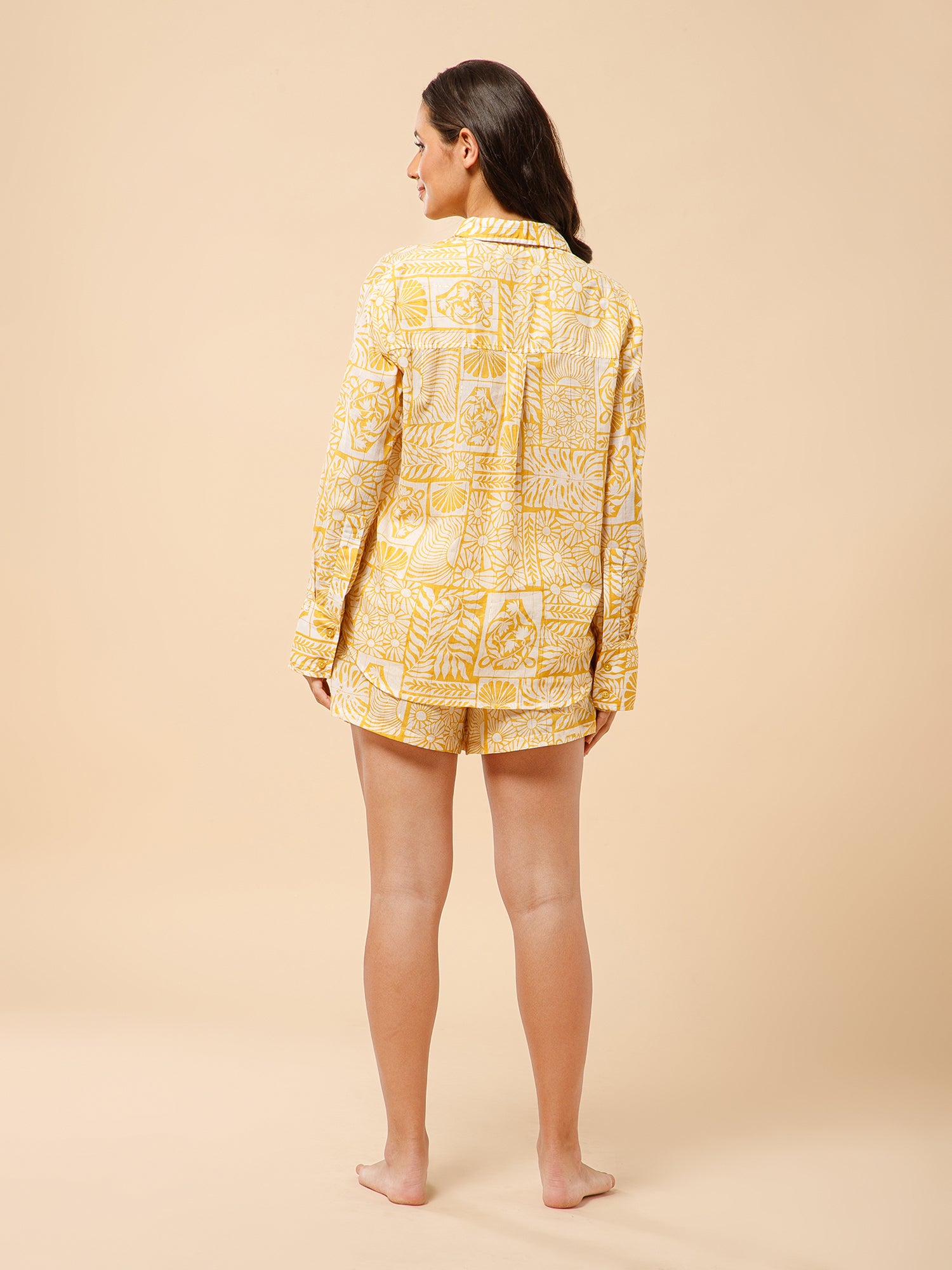 Drape in vogue sunshine Hues Printed Shirt and shorts Lounge set