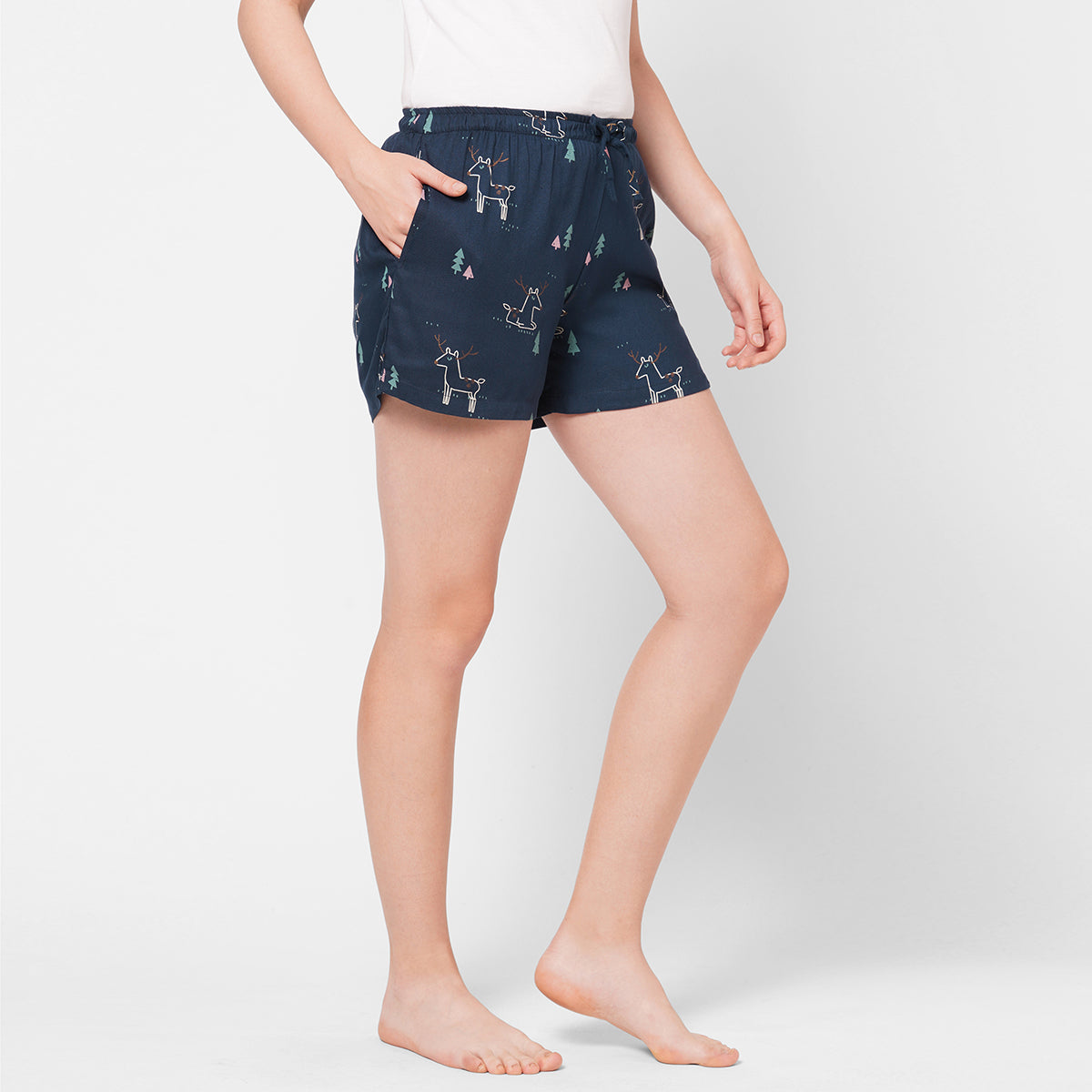 Drape in vogue women's Deer and Christhmas colour shorts combo