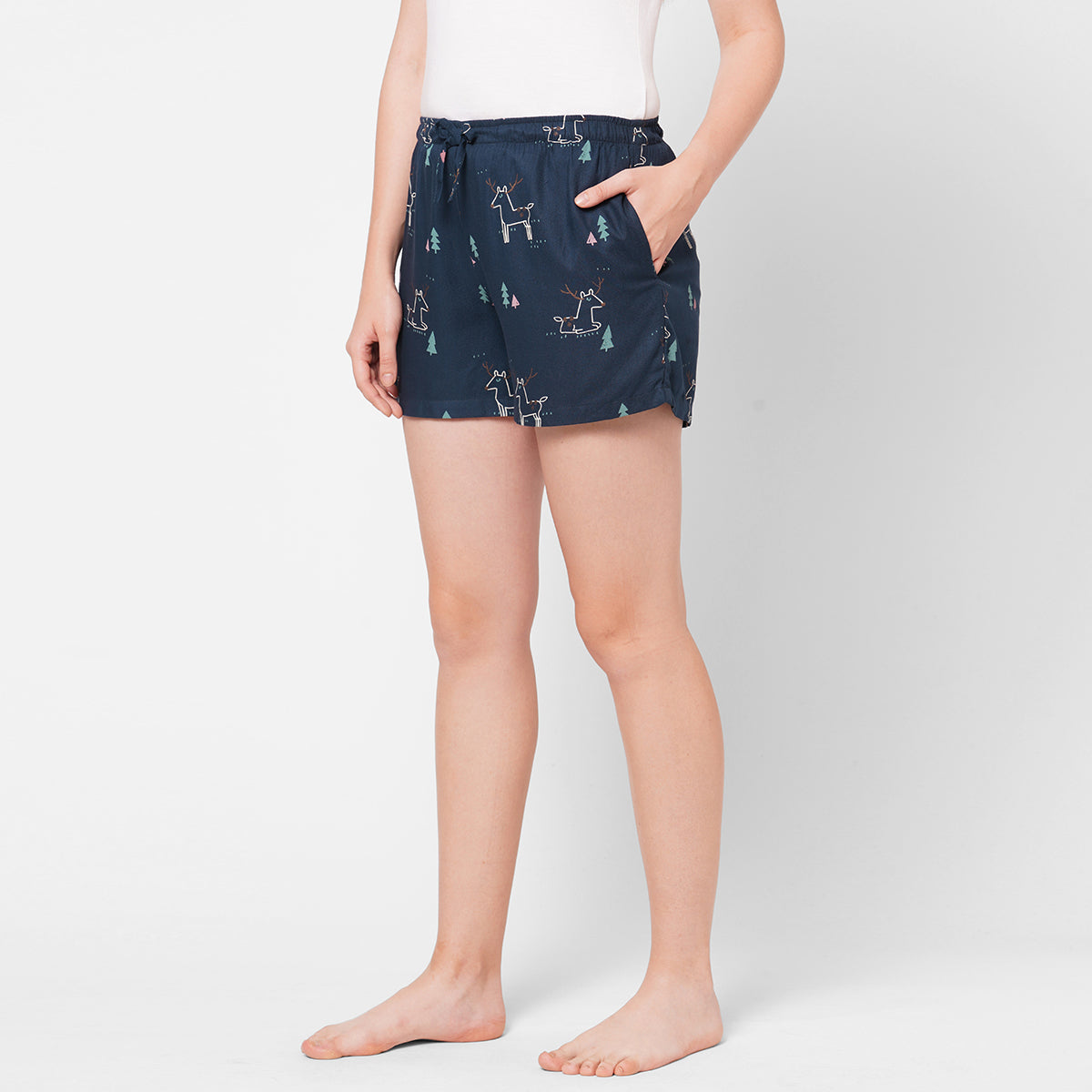 Drape in vogue women's Deer and Christhmas colour shorts combo