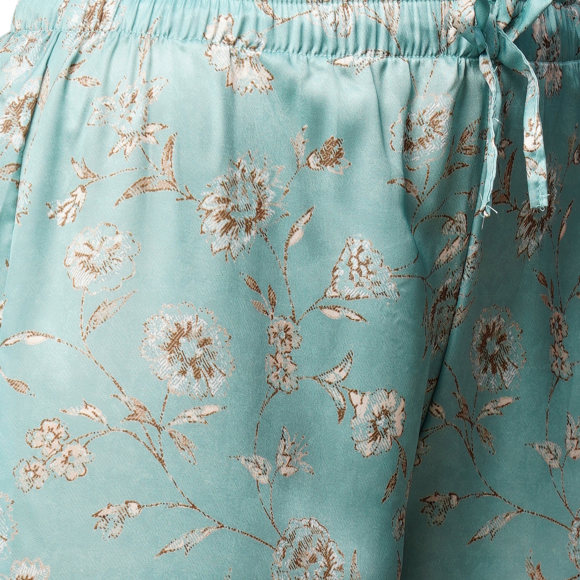 Drape In Vogue Womens Green White Floral Print Satin Night Suit