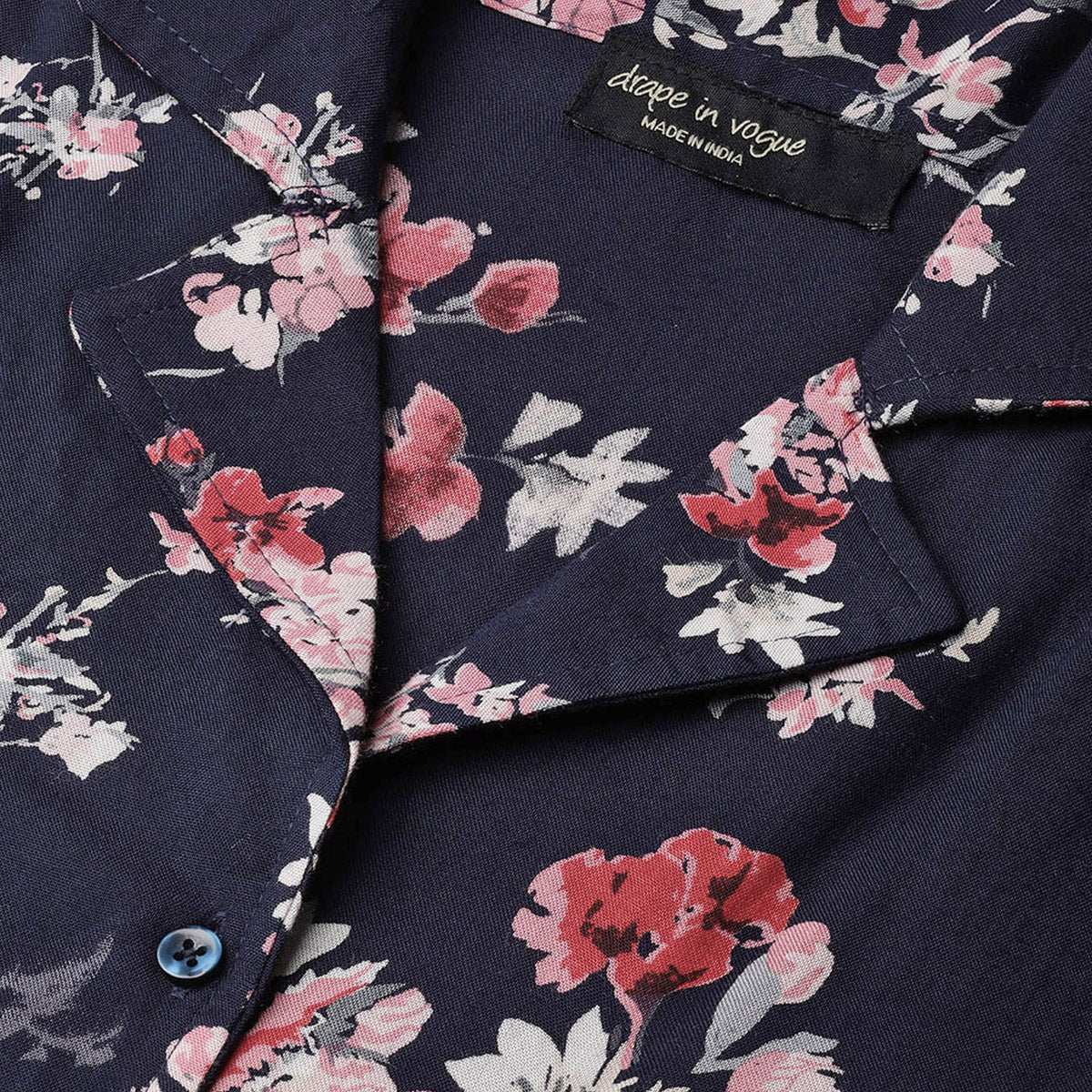 Women Dark Blue with Flower Print Night Suit