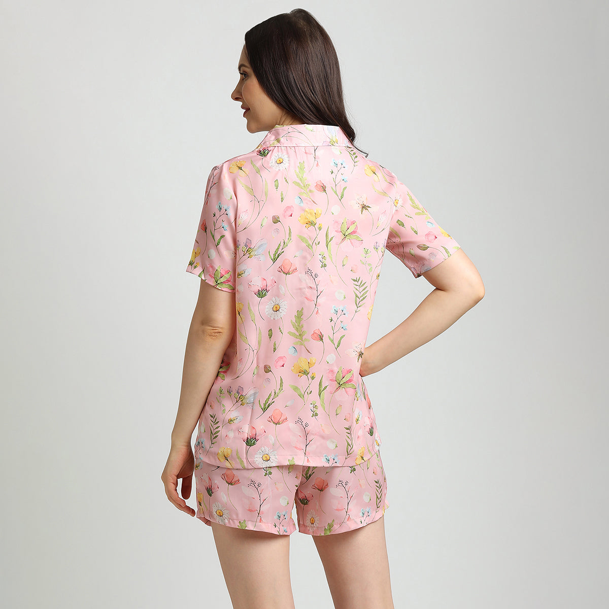 Women Pink floral print Night Suit