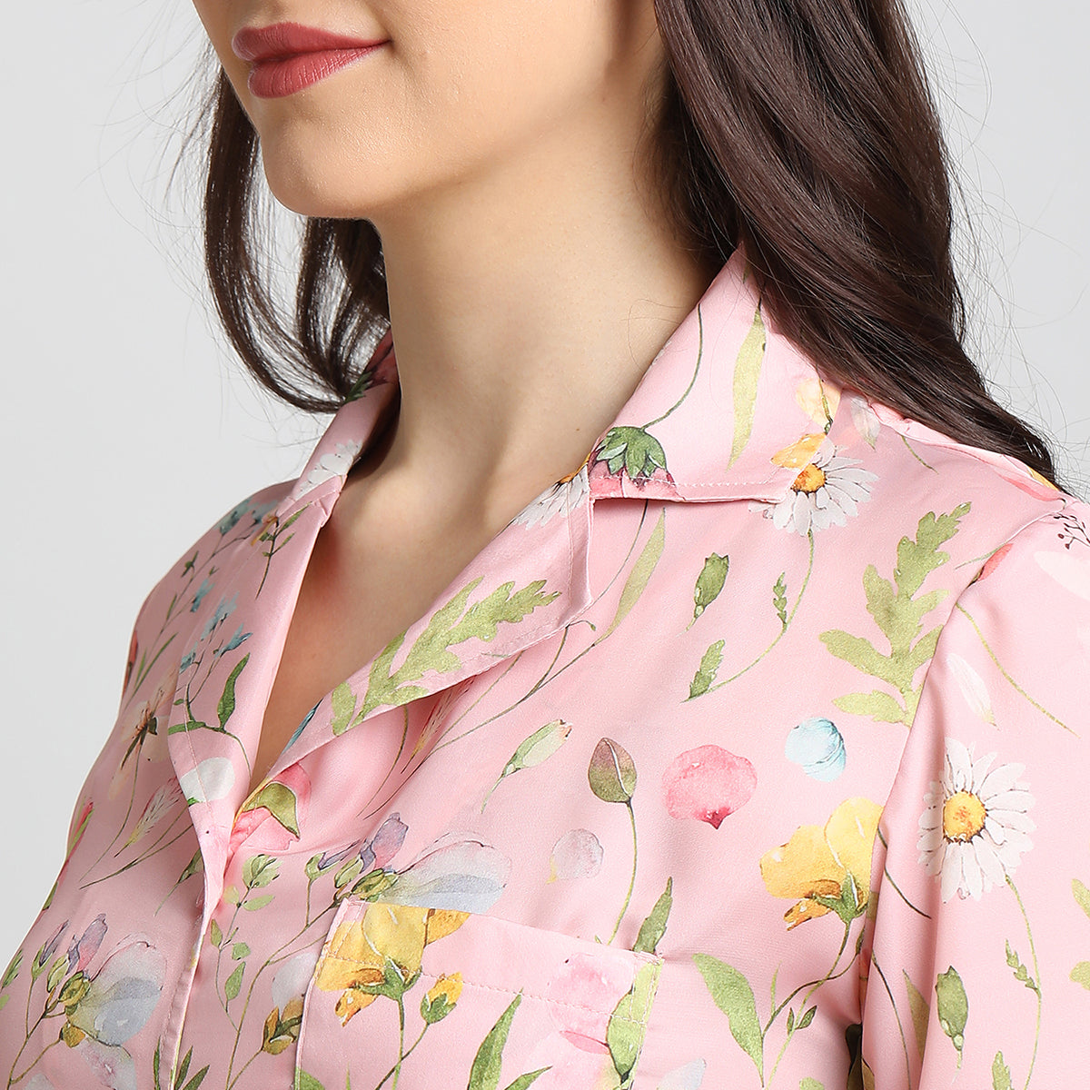 Women Pink floral print Night Suit