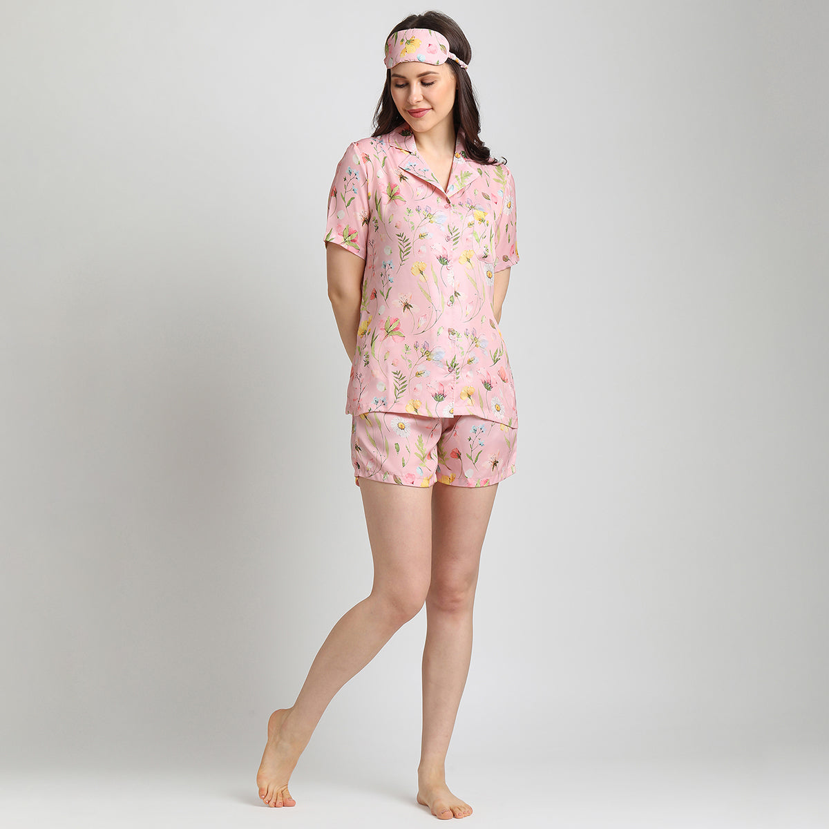 Women Pink floral print Night Suit