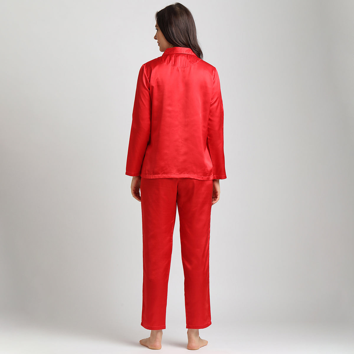 Women Red Satin Night Suit