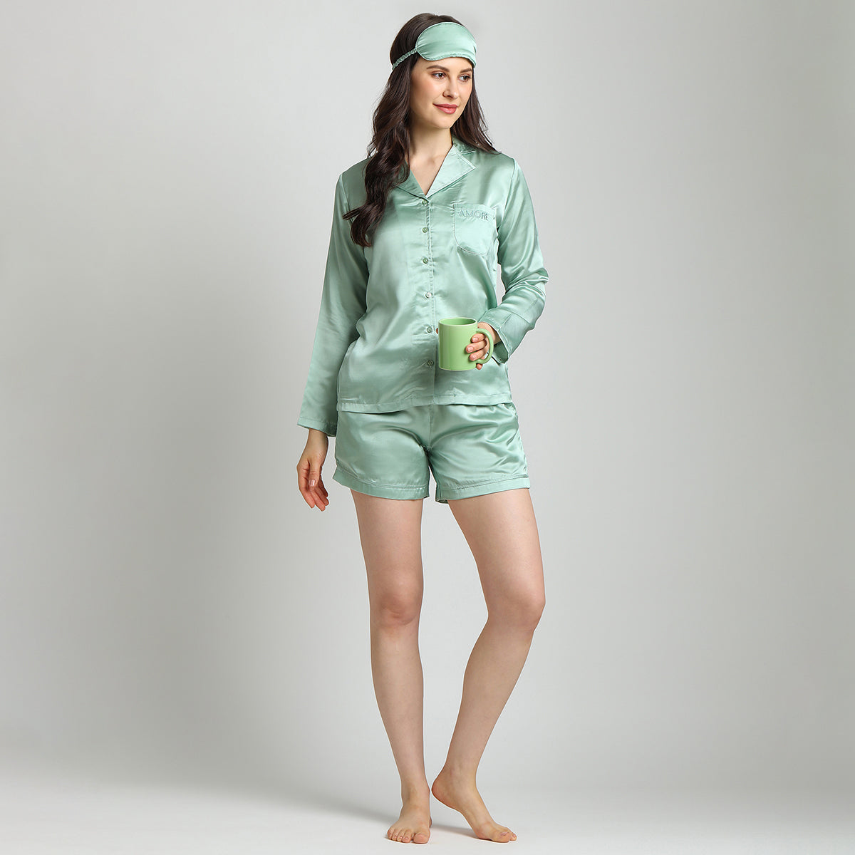 Women Pista Green Night Suit