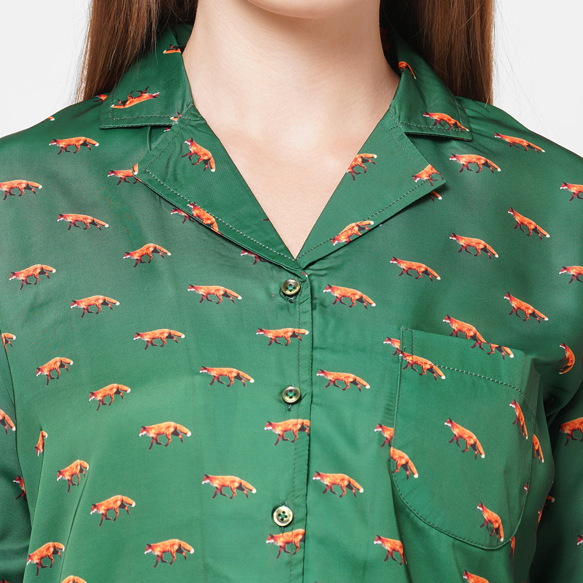 Women Black and Cream Strips with leopard print Night Suit