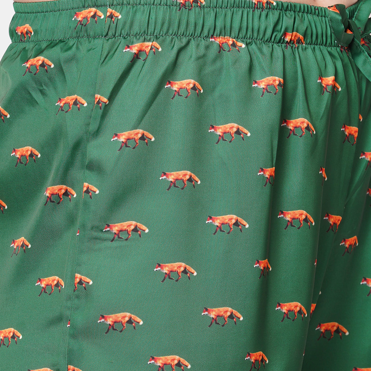 Women Black and Cream Strips with leopard print Night Suit