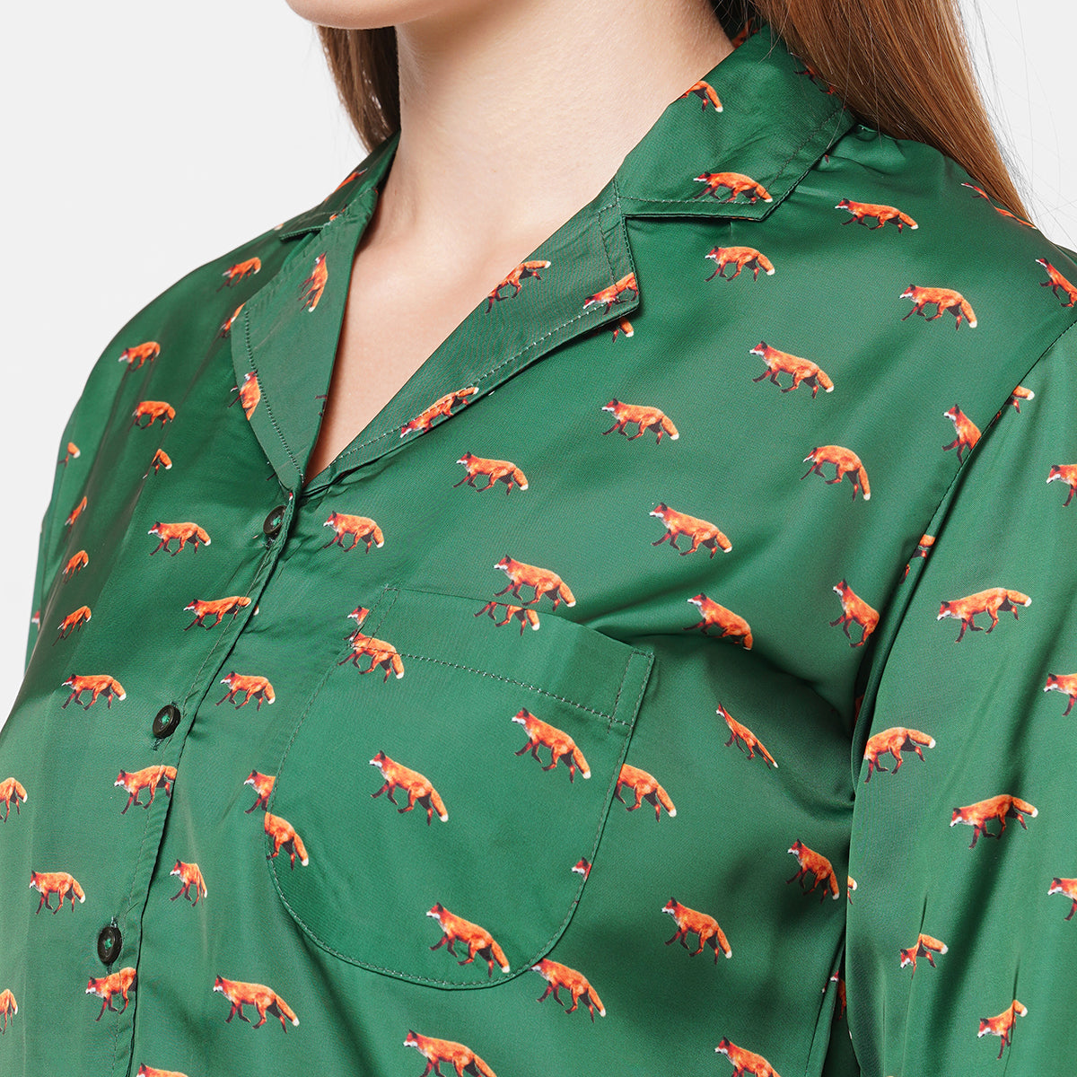 Women Black and Cream Strips with leopard print Night Suit