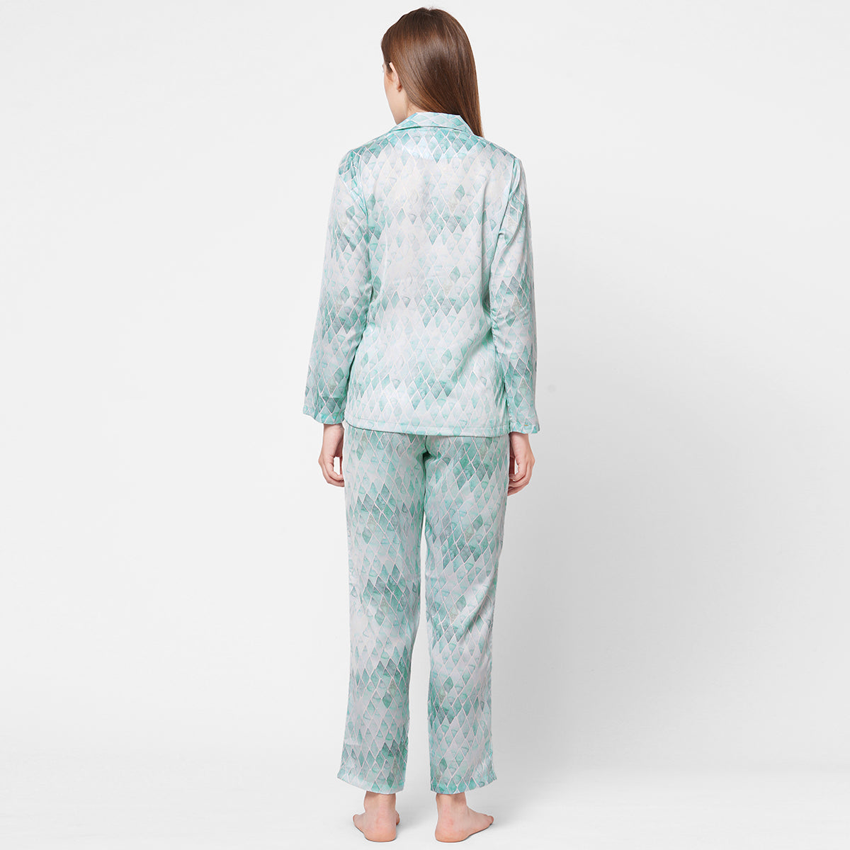 Women Black and Cream Strips with leopard print Night Suit