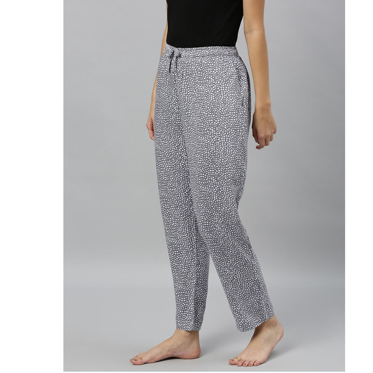 Women Grey With White Dots Pyjama