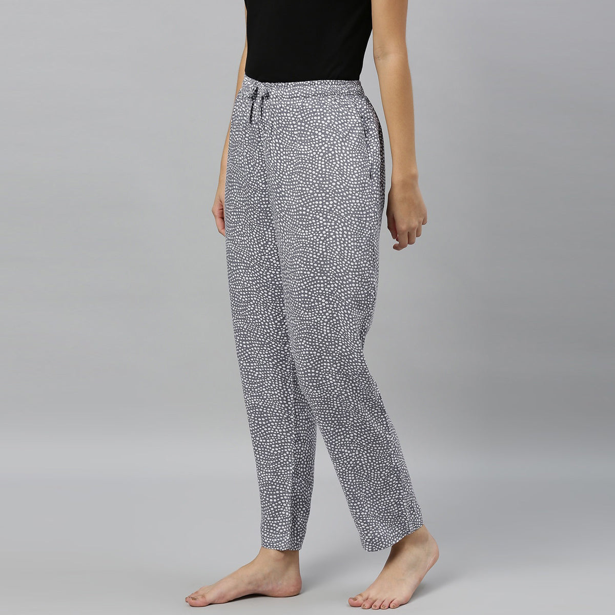 Women Grey With White Dots Pyjama