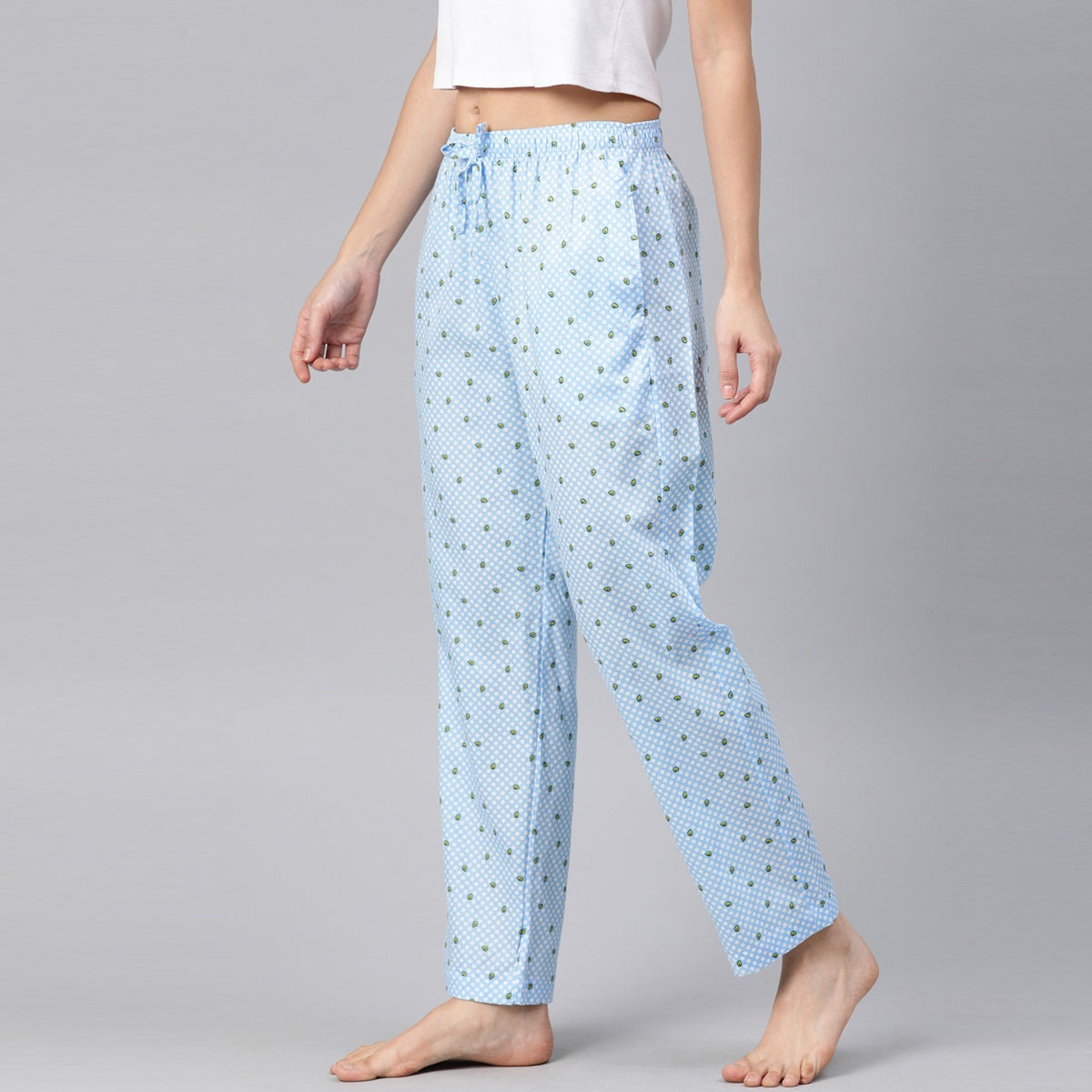 Women Blue With White Dots Avocado Pyjama