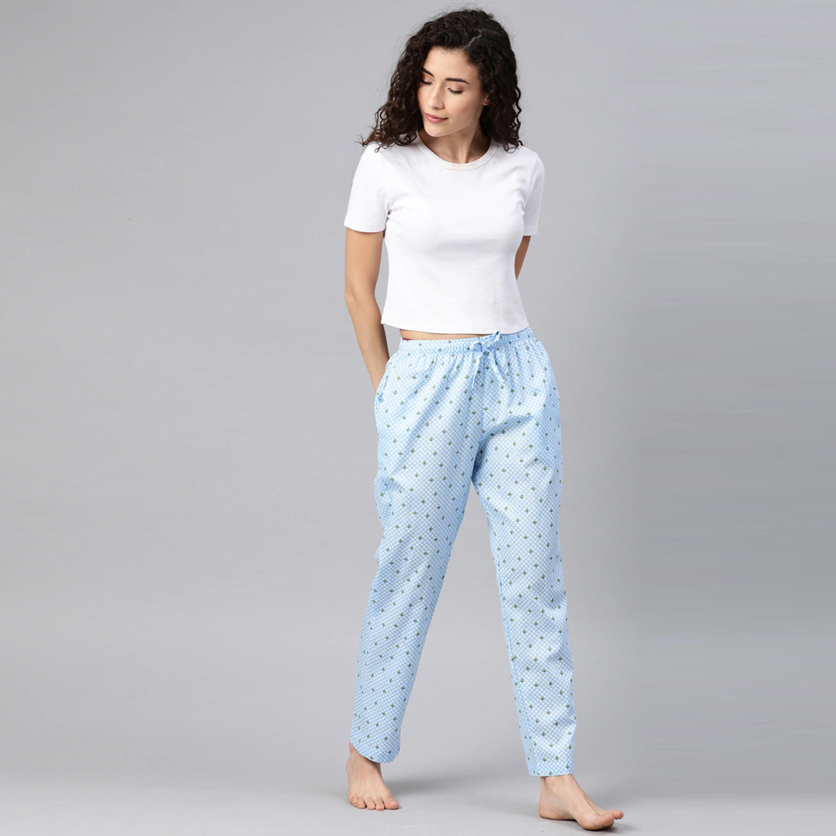 Women Blue With White Dots Avocado Pyjama
