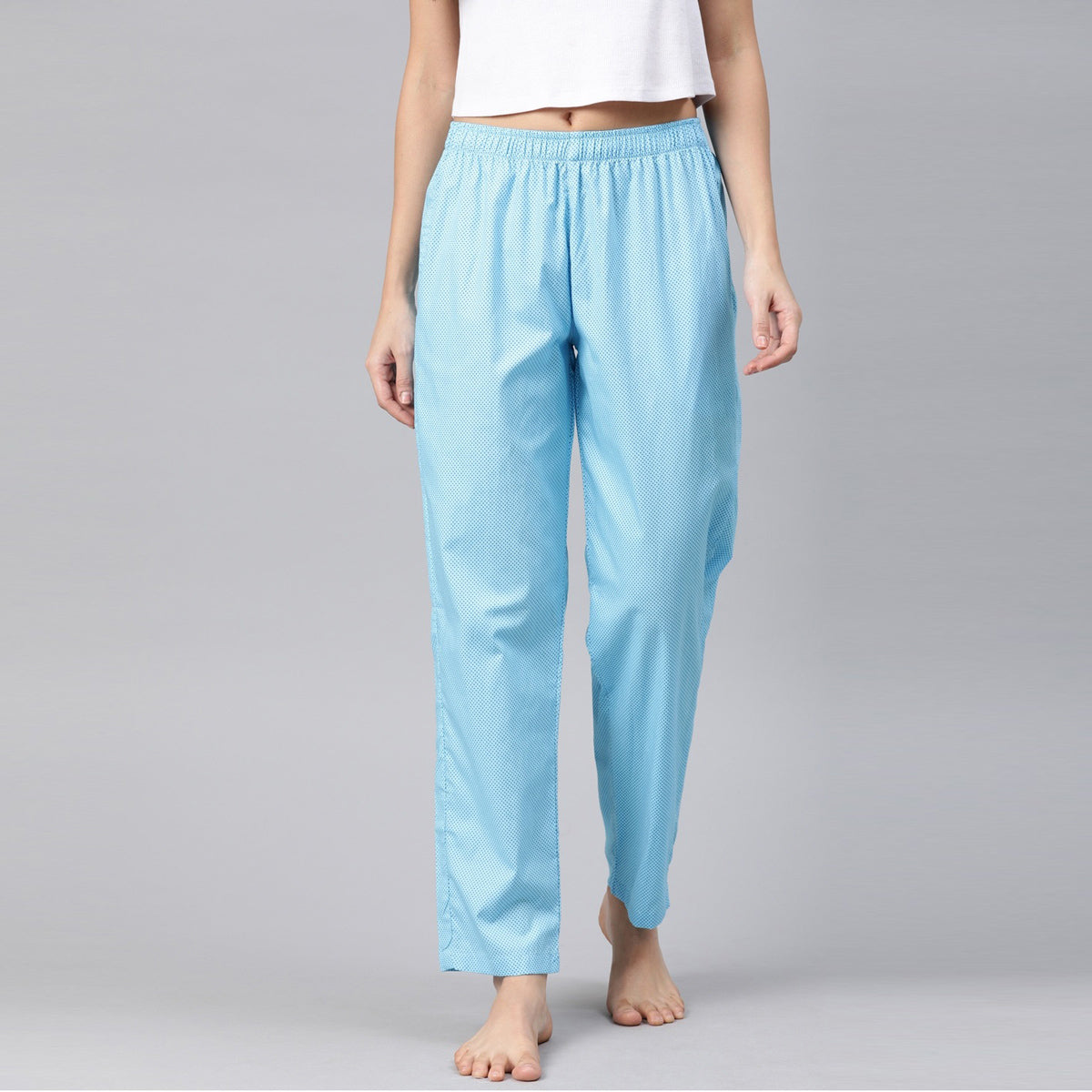 Women Blue Dots Print Pyjama