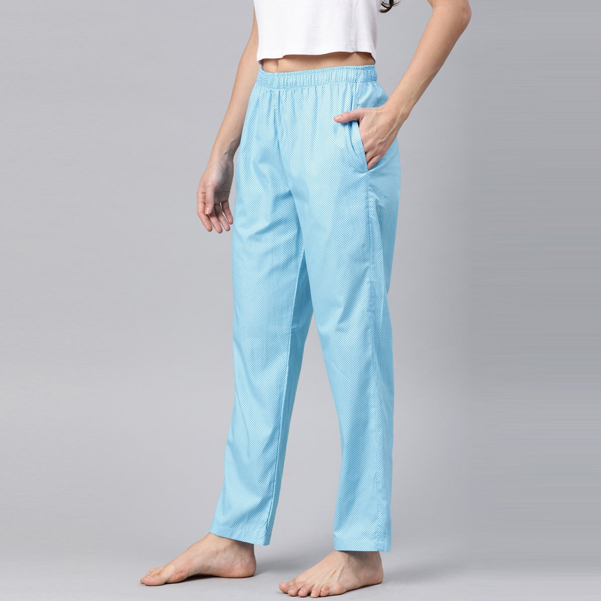 Women Blue Dots Print Pyjama