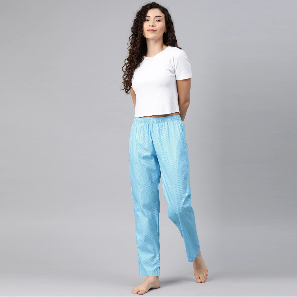 Women Blue Dots Print Pyjama