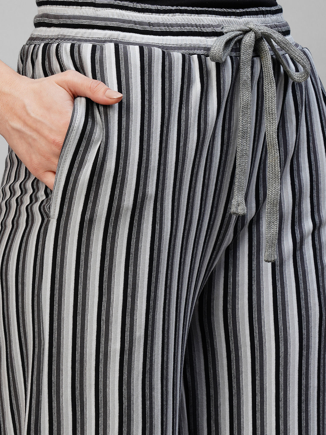 Women Black With White Lining Pyjama